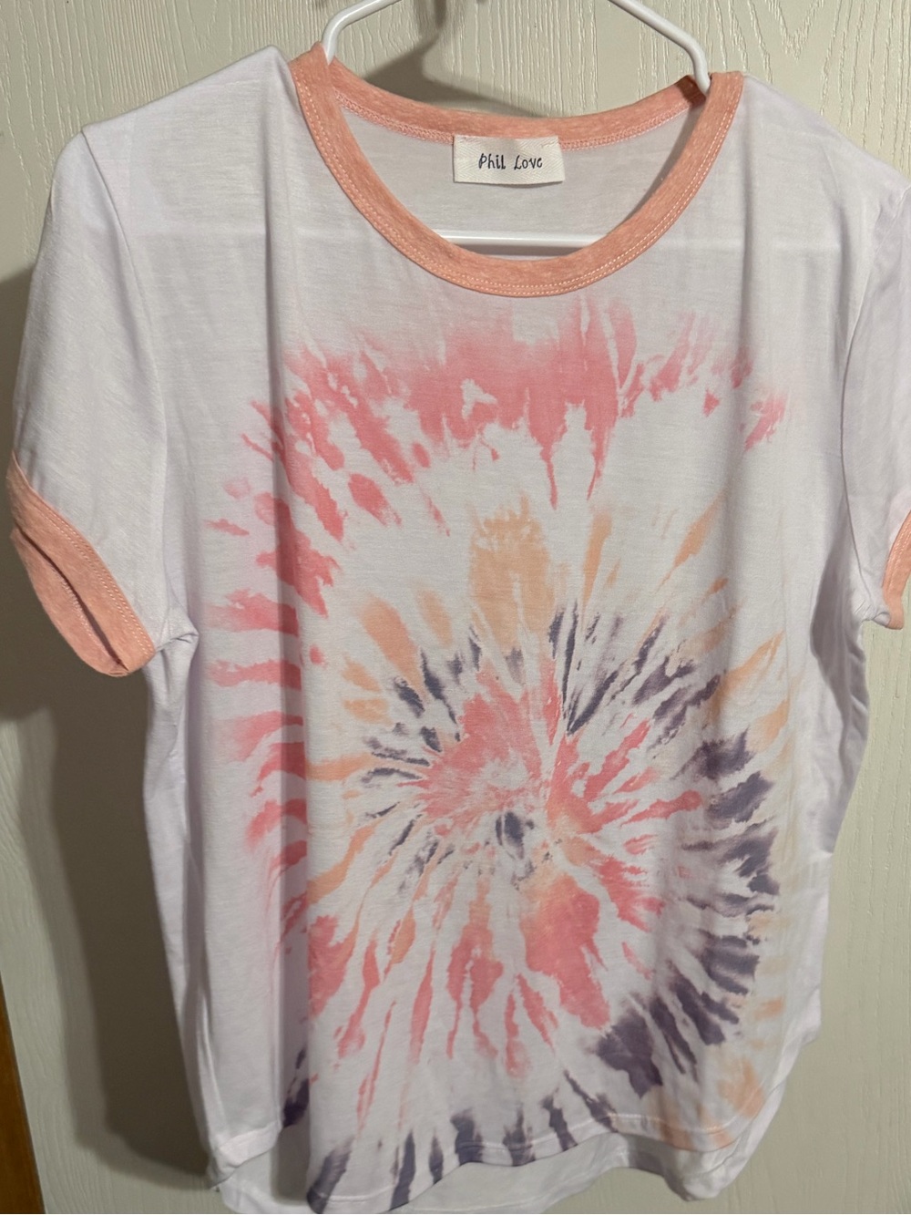 Phil Love Pastel Tie Dye Ringer T-Shirt NWOT Large